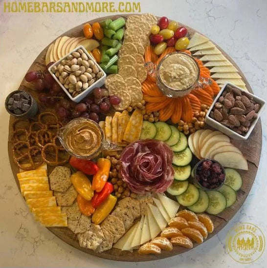 Bourbon Barrel Lazy Susan that's big enough for all your charcuterie. Hand-crafted in the USA