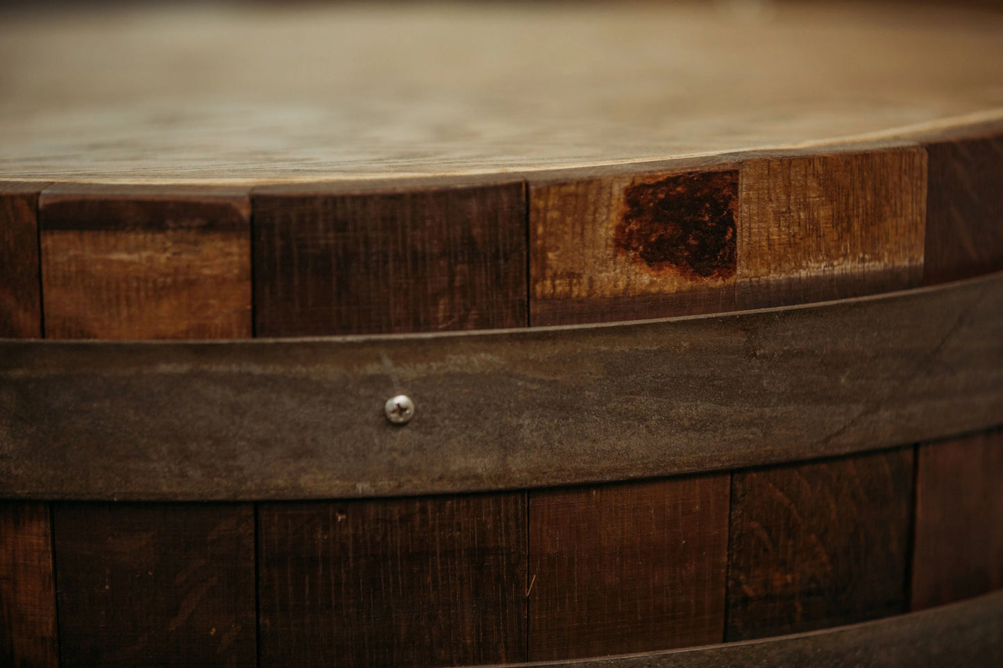 Close up of the wine barrel.