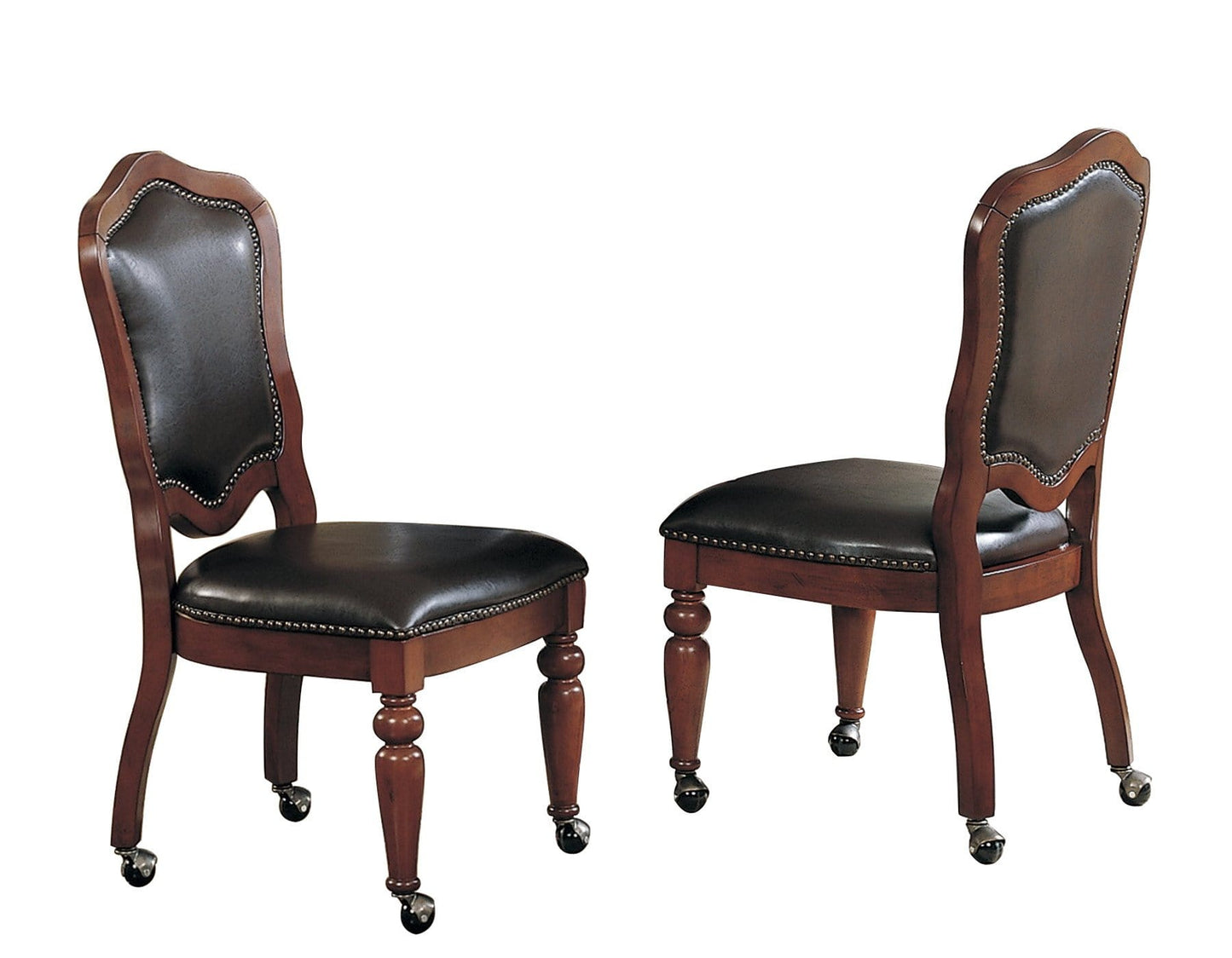 Set of two dining chairs with casters