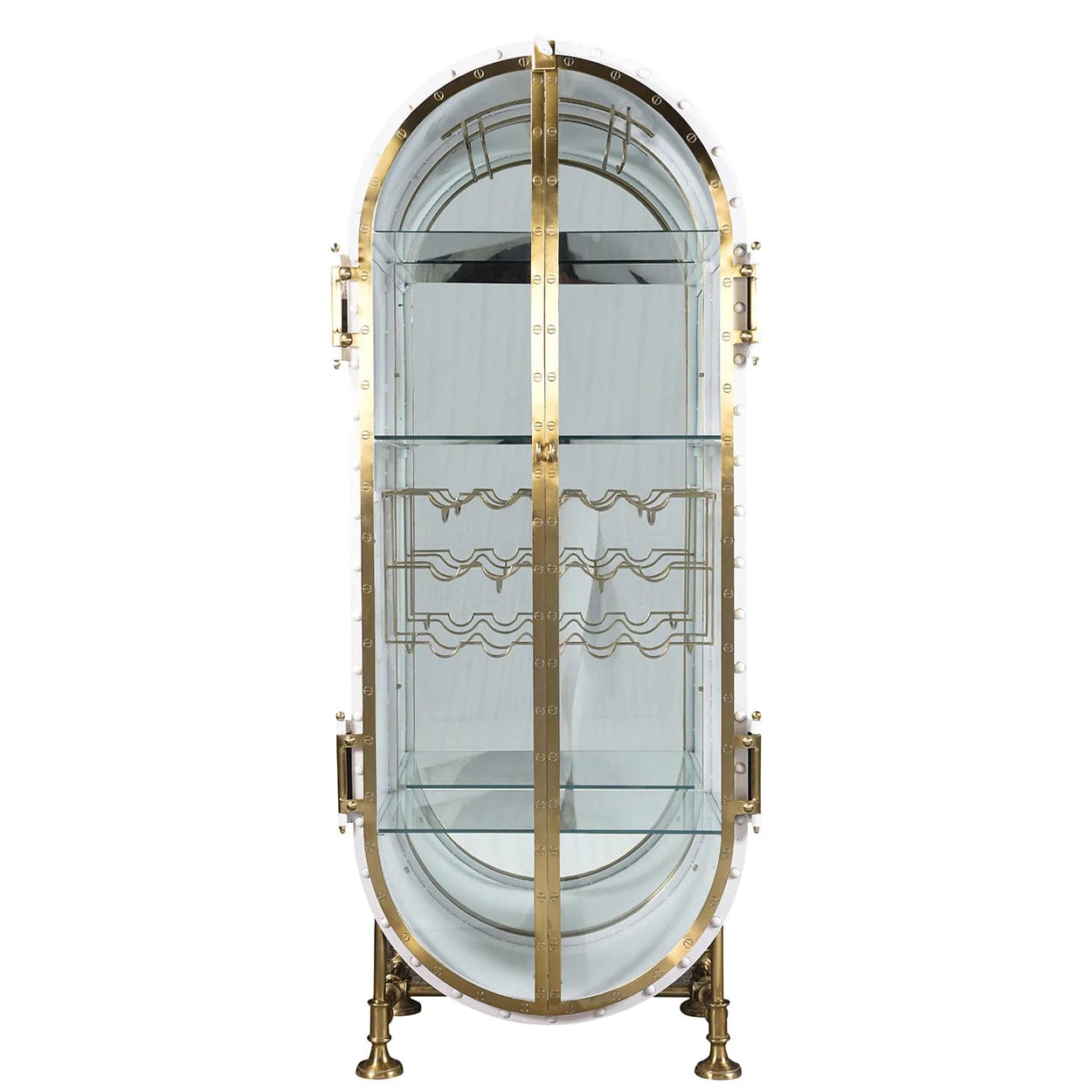 Front view of White & Gold Cabinet