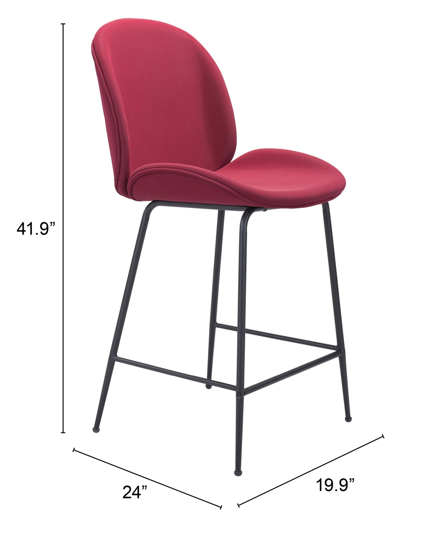 Miles Counter Stool Red Real Size