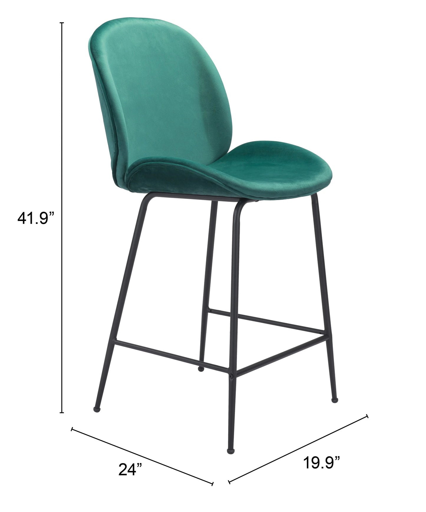 Miles Counter Stool Green Real Size
