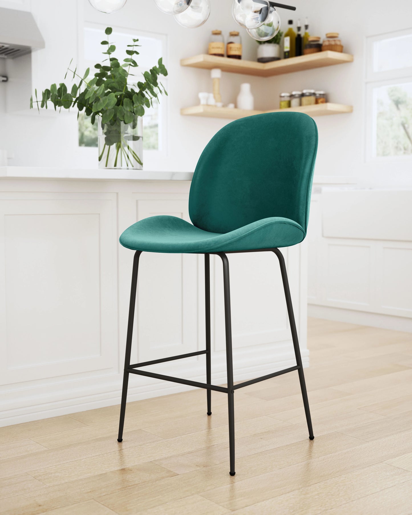 Miles Counter Stool Green in Living Room