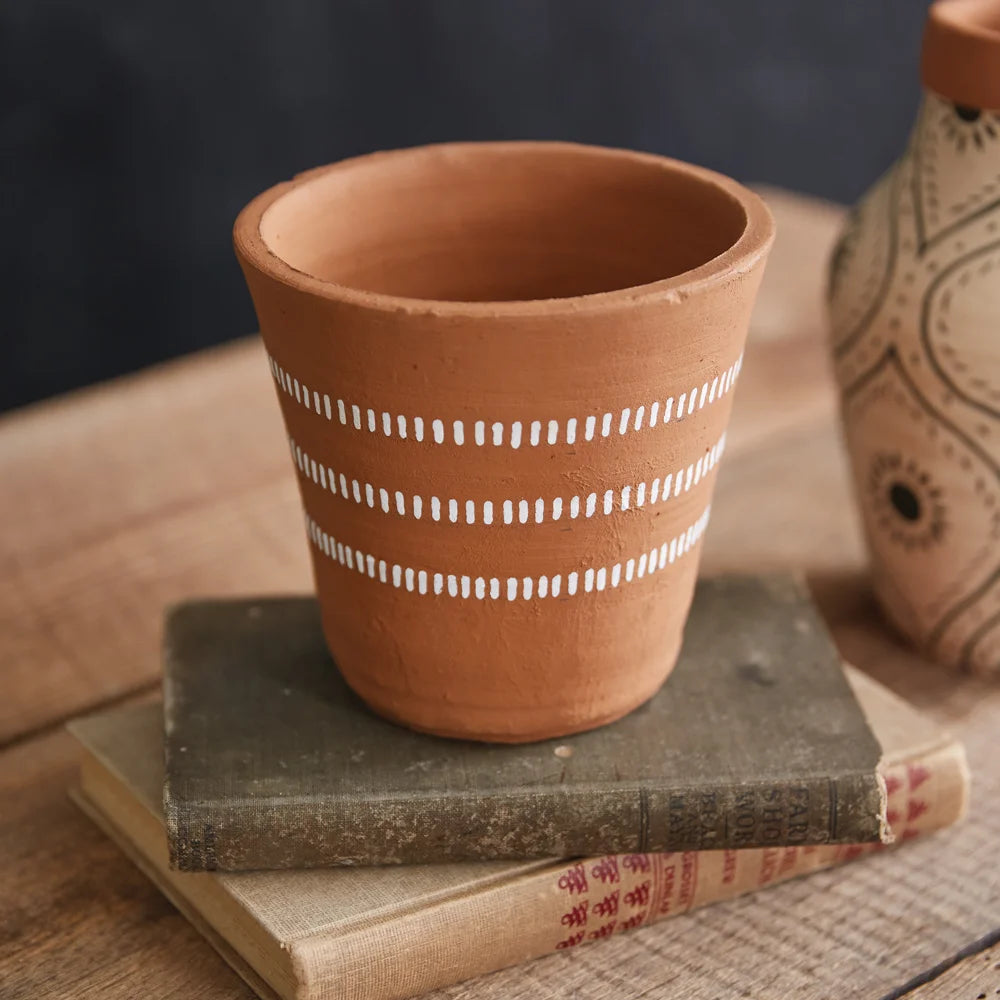 Handpainted terra cotta pot