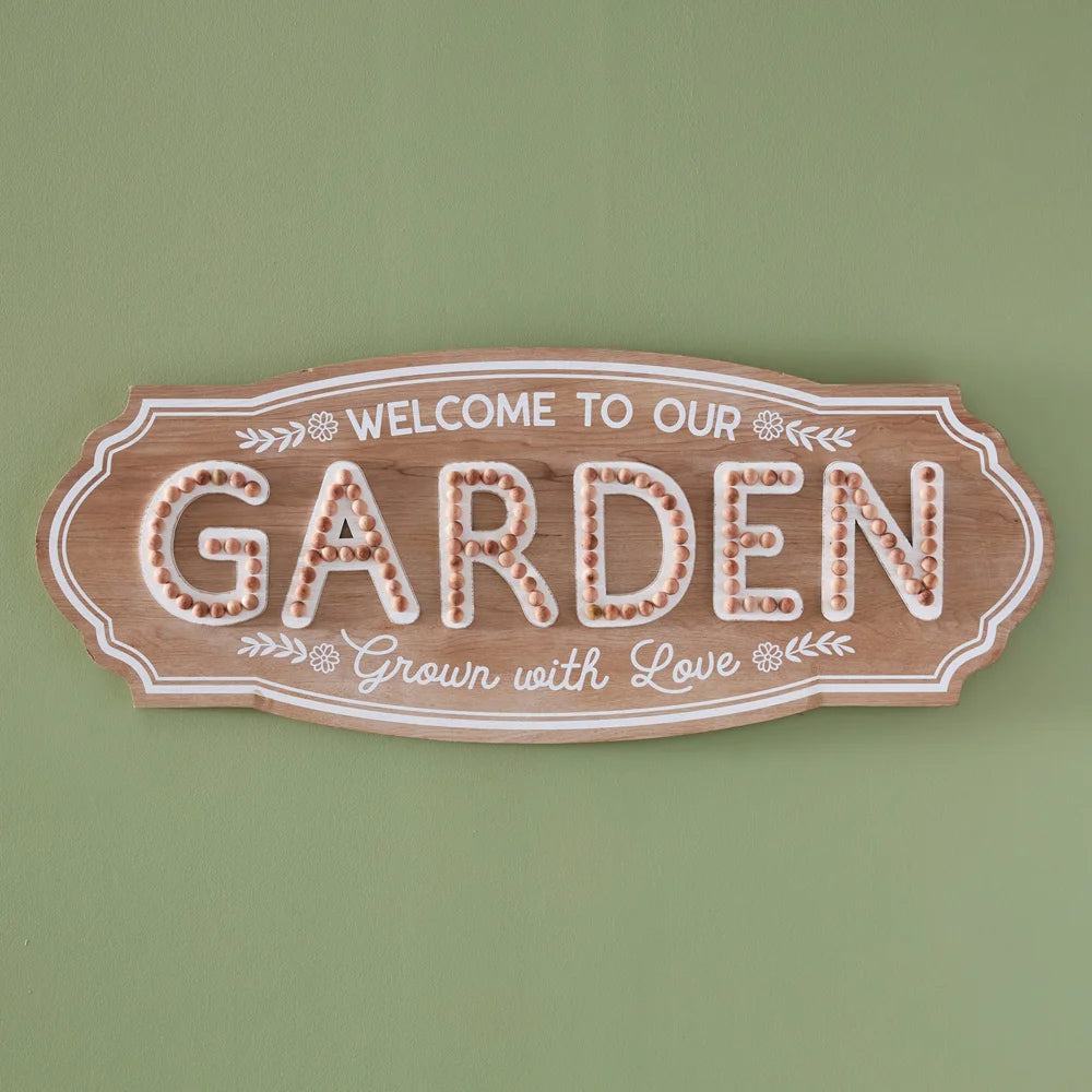 Welcome to Our Garden Wall Sign Front View