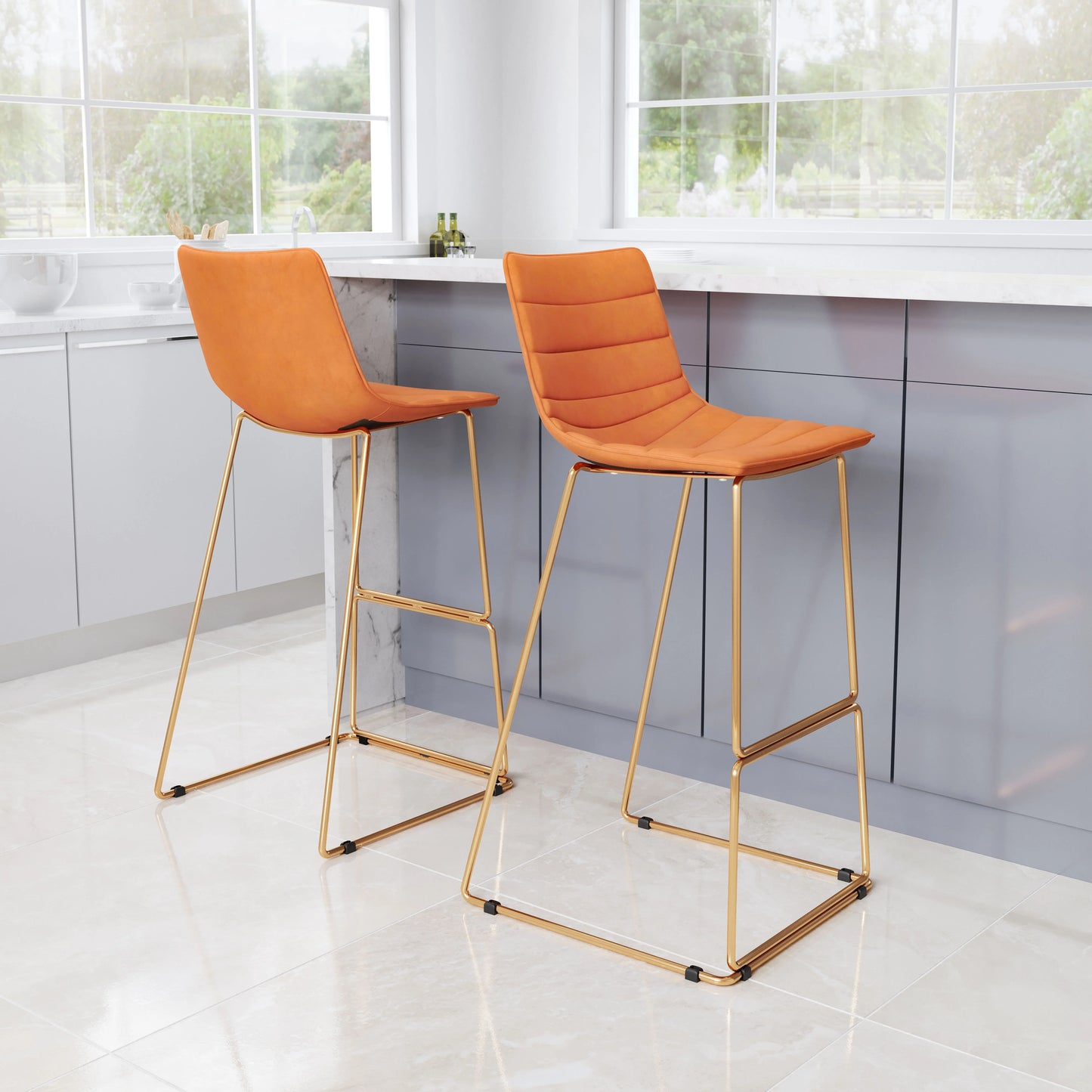 Adele Barstool Orange and Gold full view