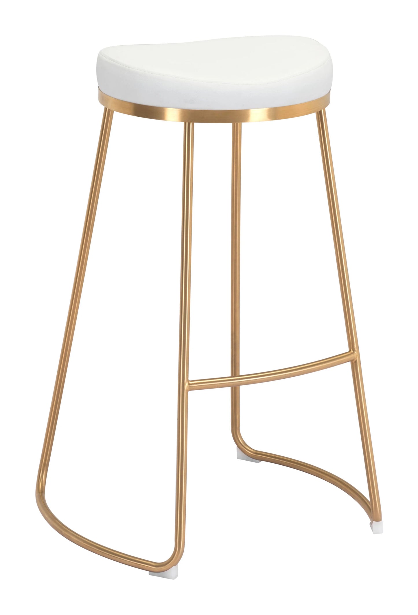 Bree Barstool White and Gold Bar front view