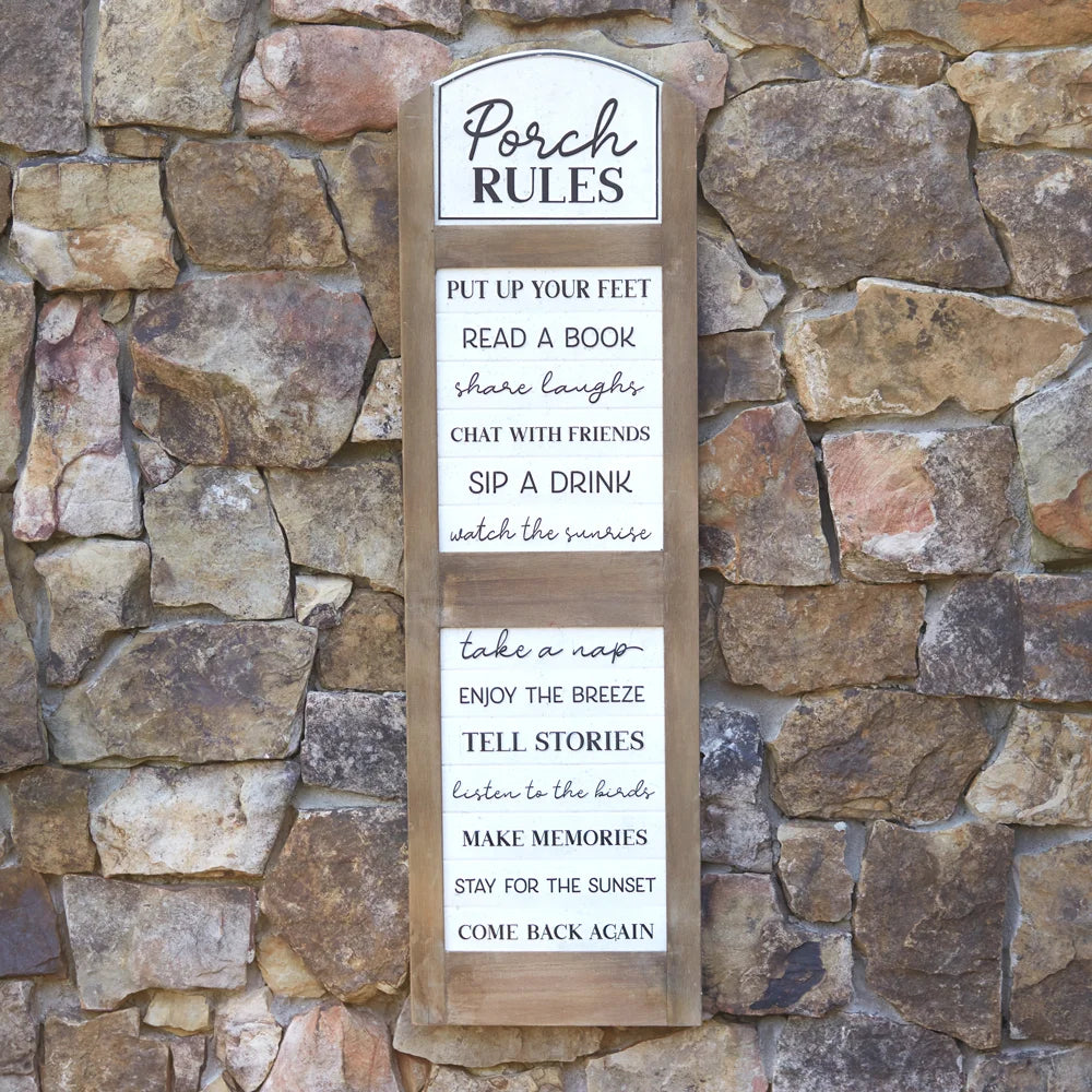 Porch Rules Hanging Sign Front View