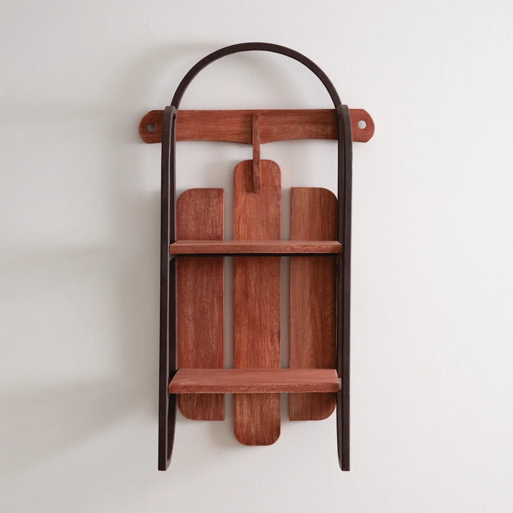 Wood and Iron Sled Shelf Front View