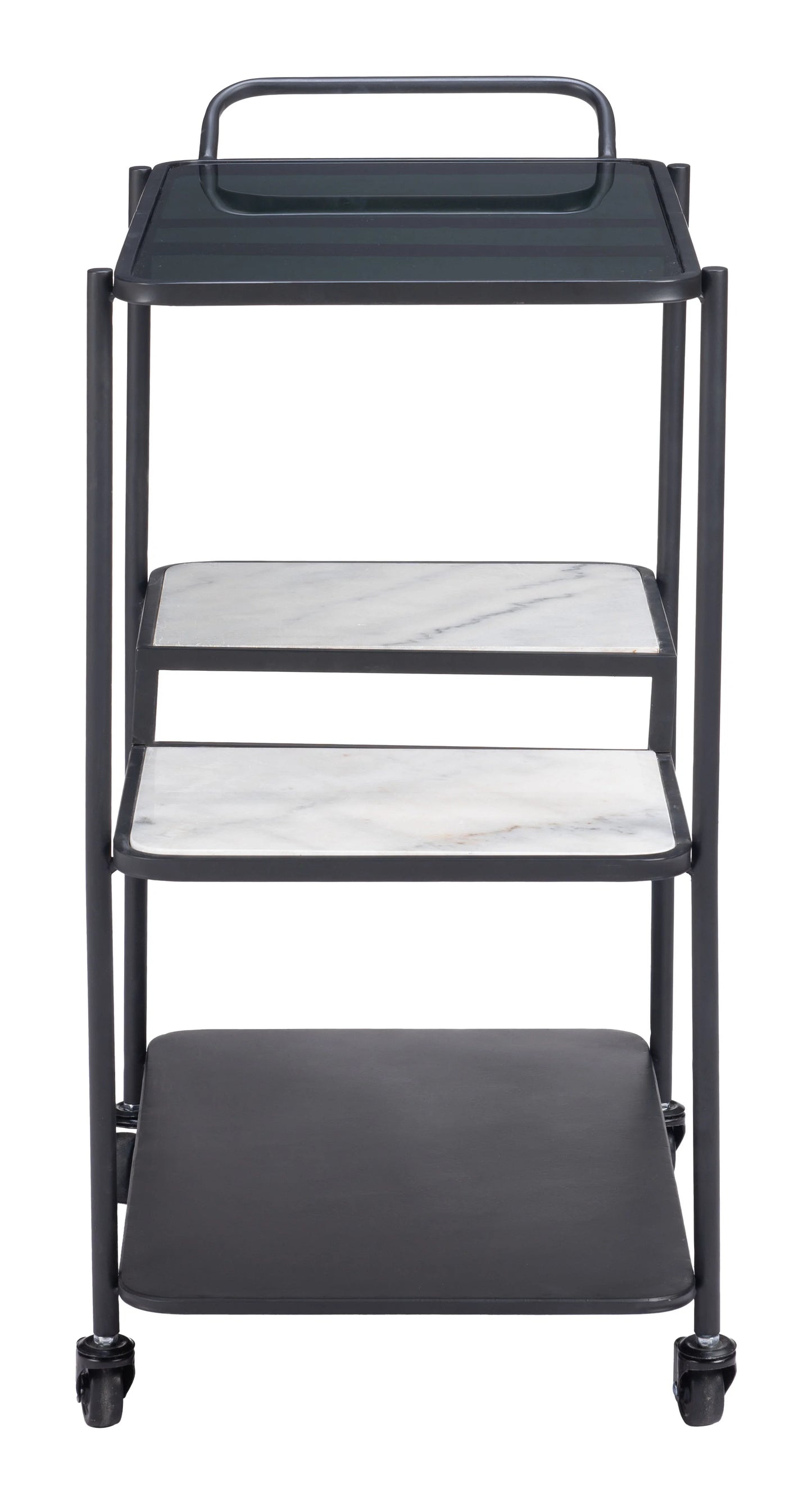 Rolling bar cart front