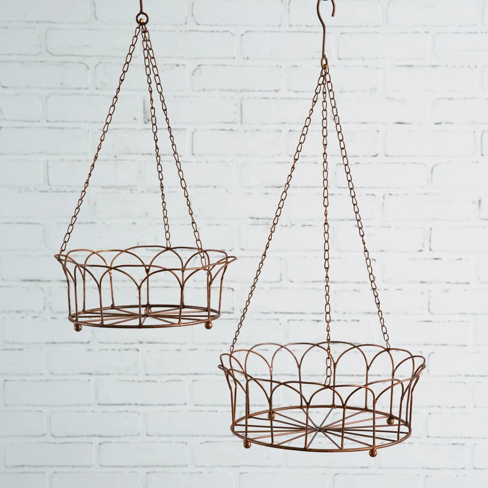 Set of Two Copper Finish Hanging 