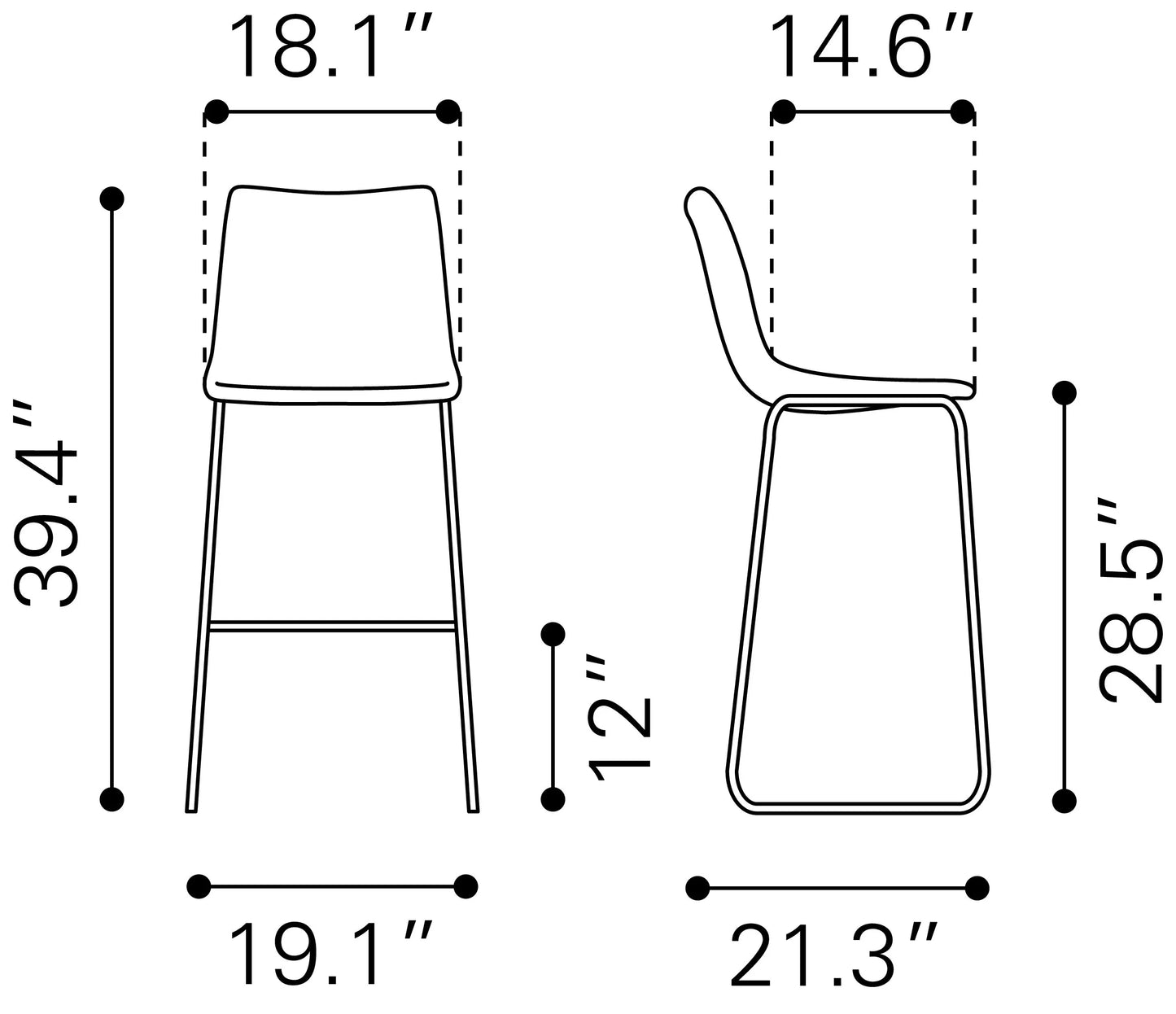 Dimensions of Smart Barstool 