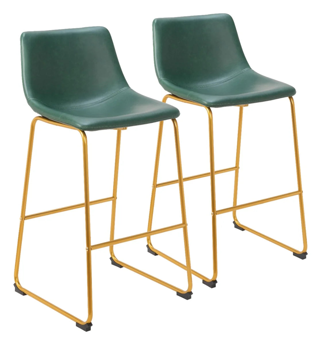 Set of 2 modern green stools