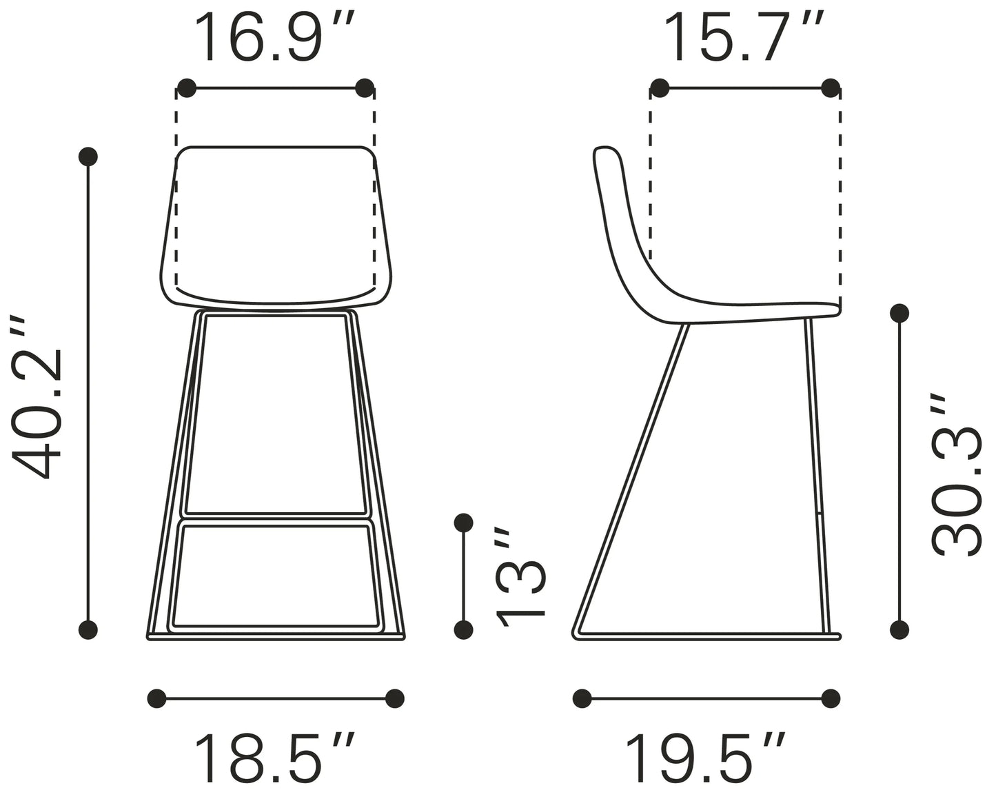 Dimensions of Adele Barstool