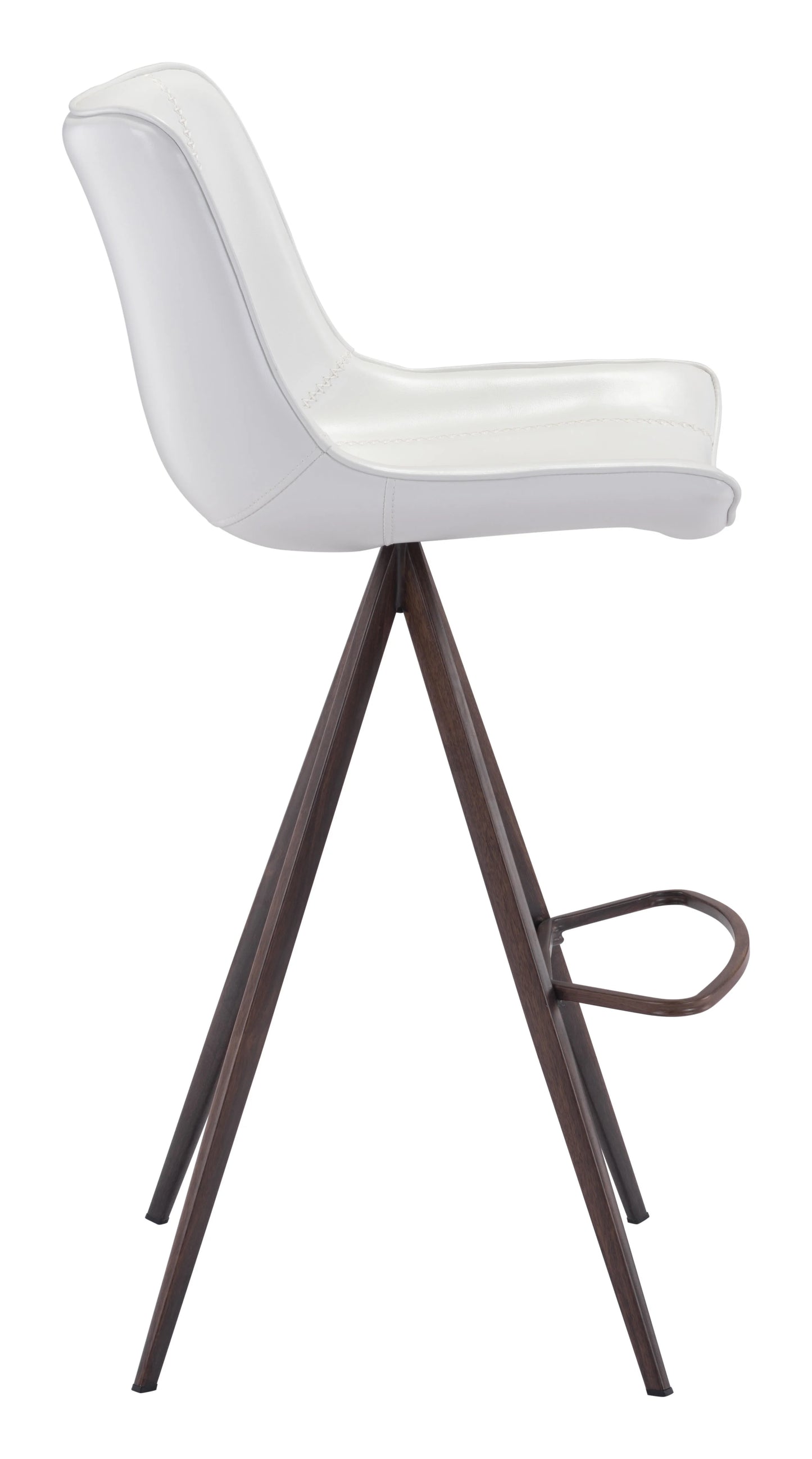 Aki Barstool White and Walnut lateral view