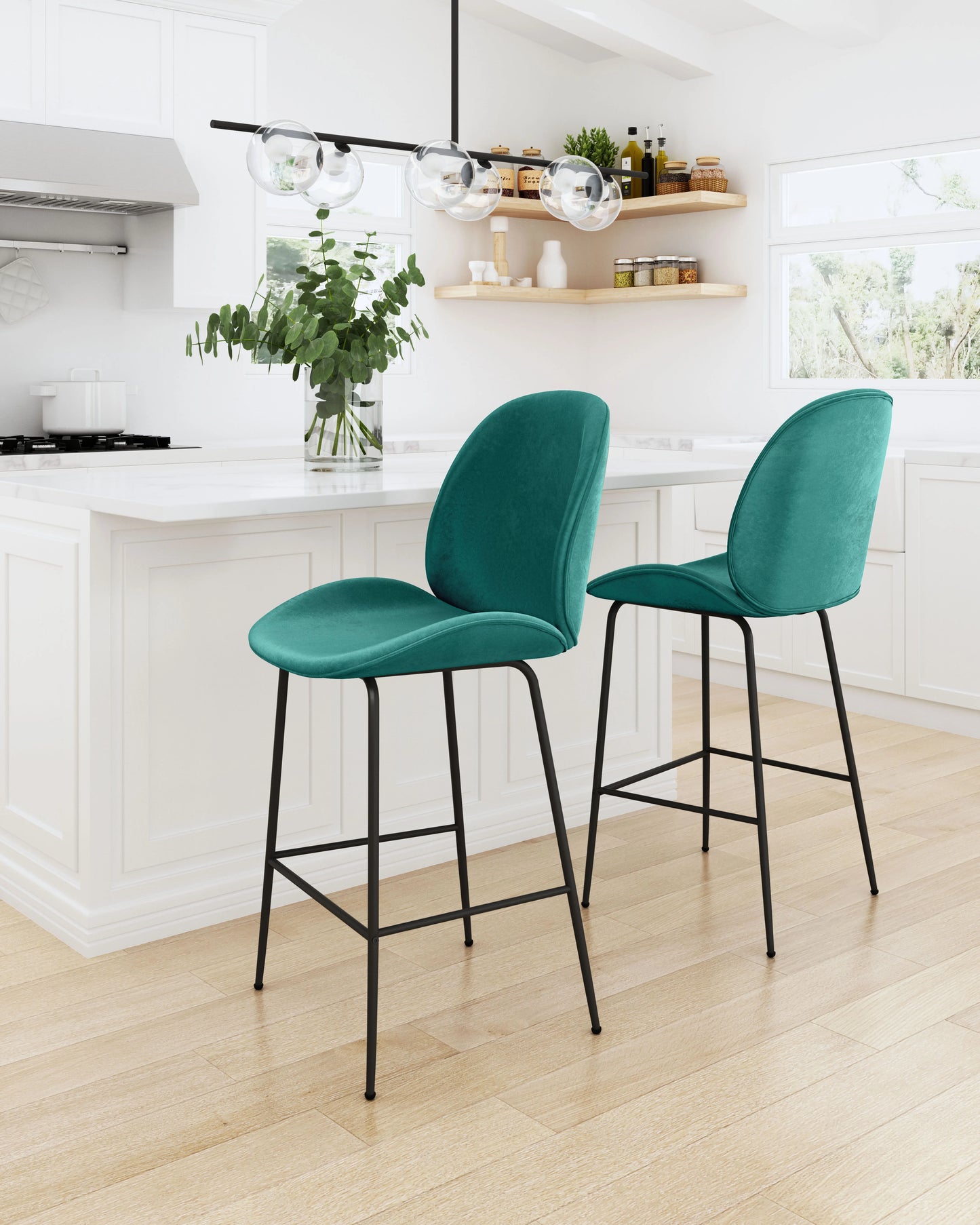Set 3 of Miles Counter Stool Green