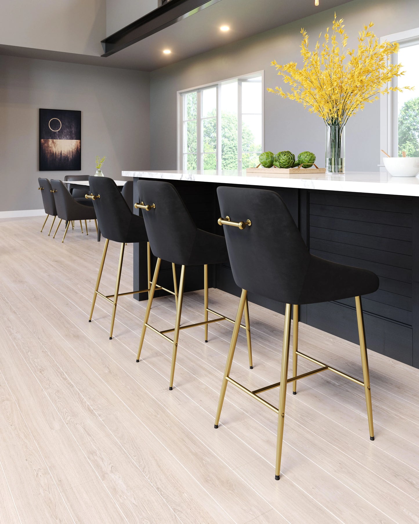 Madelaine Counter Stool Black & Gold with kitchen bar