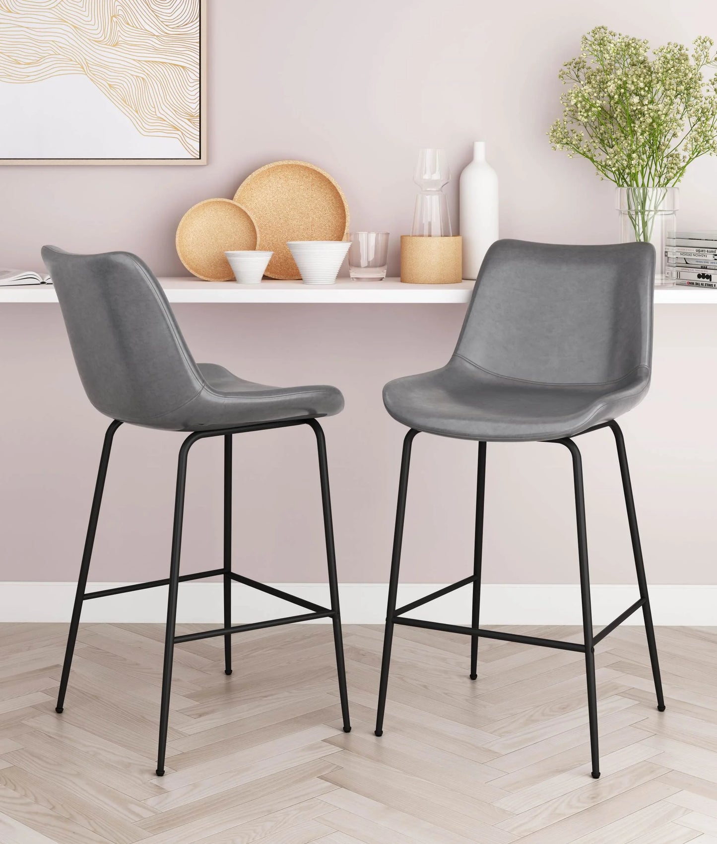 Byron Counter Stool Gray full view