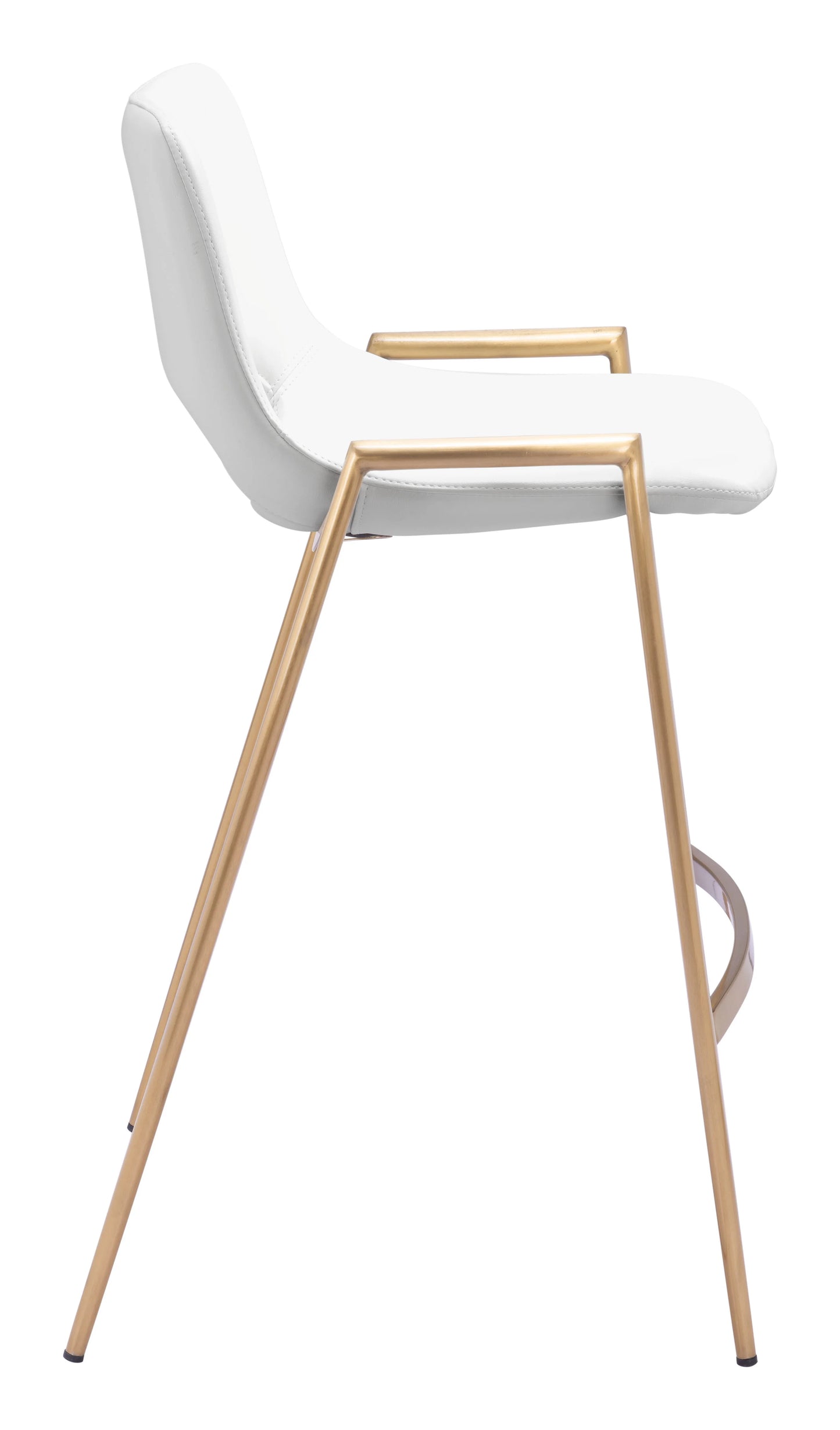 Desi Counter Stool White & Gold Side View