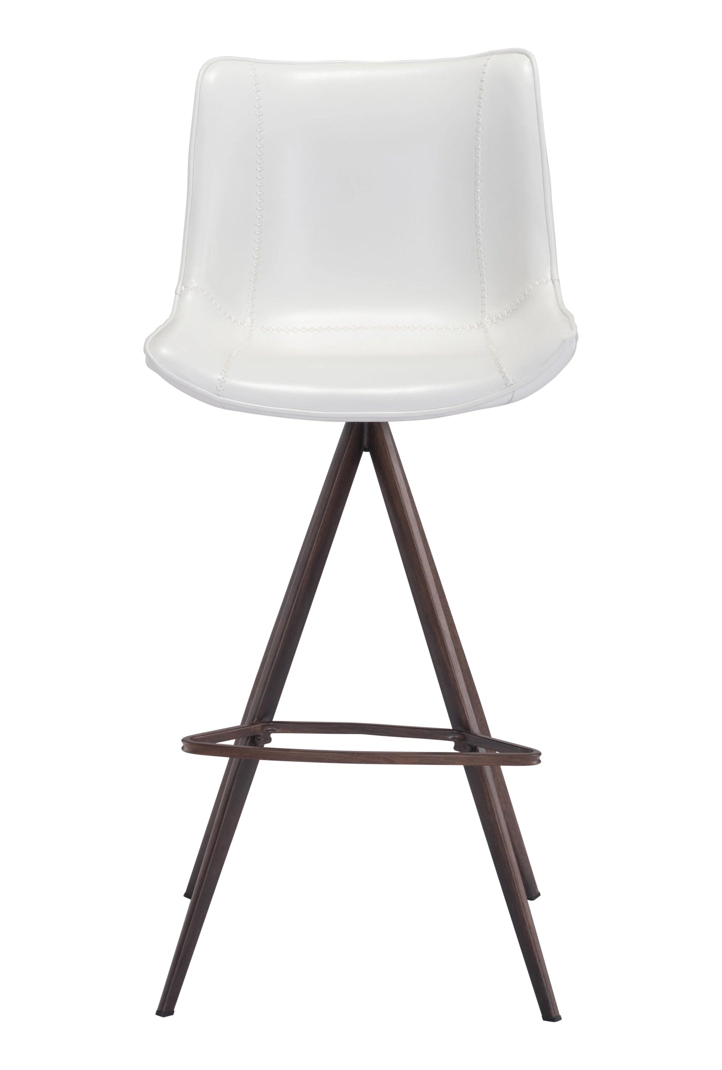 Aki Barstool White and walnut front view