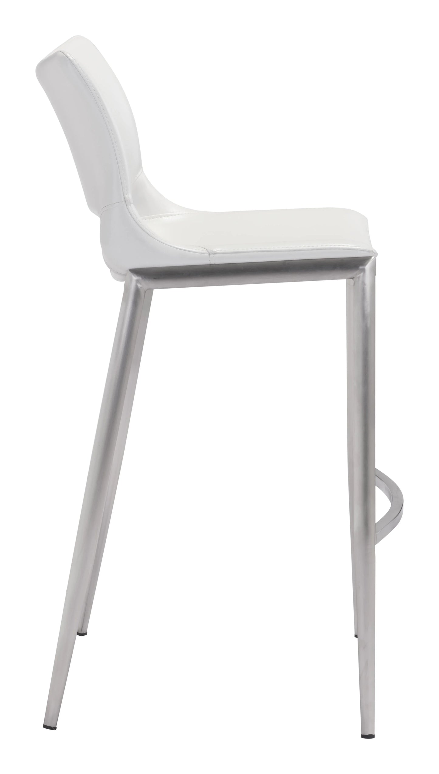Lateral view Ace Barstool White and Silver