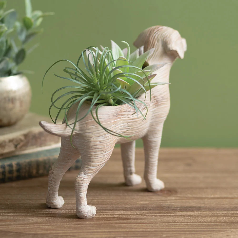 Resin Puppy Planter Back View