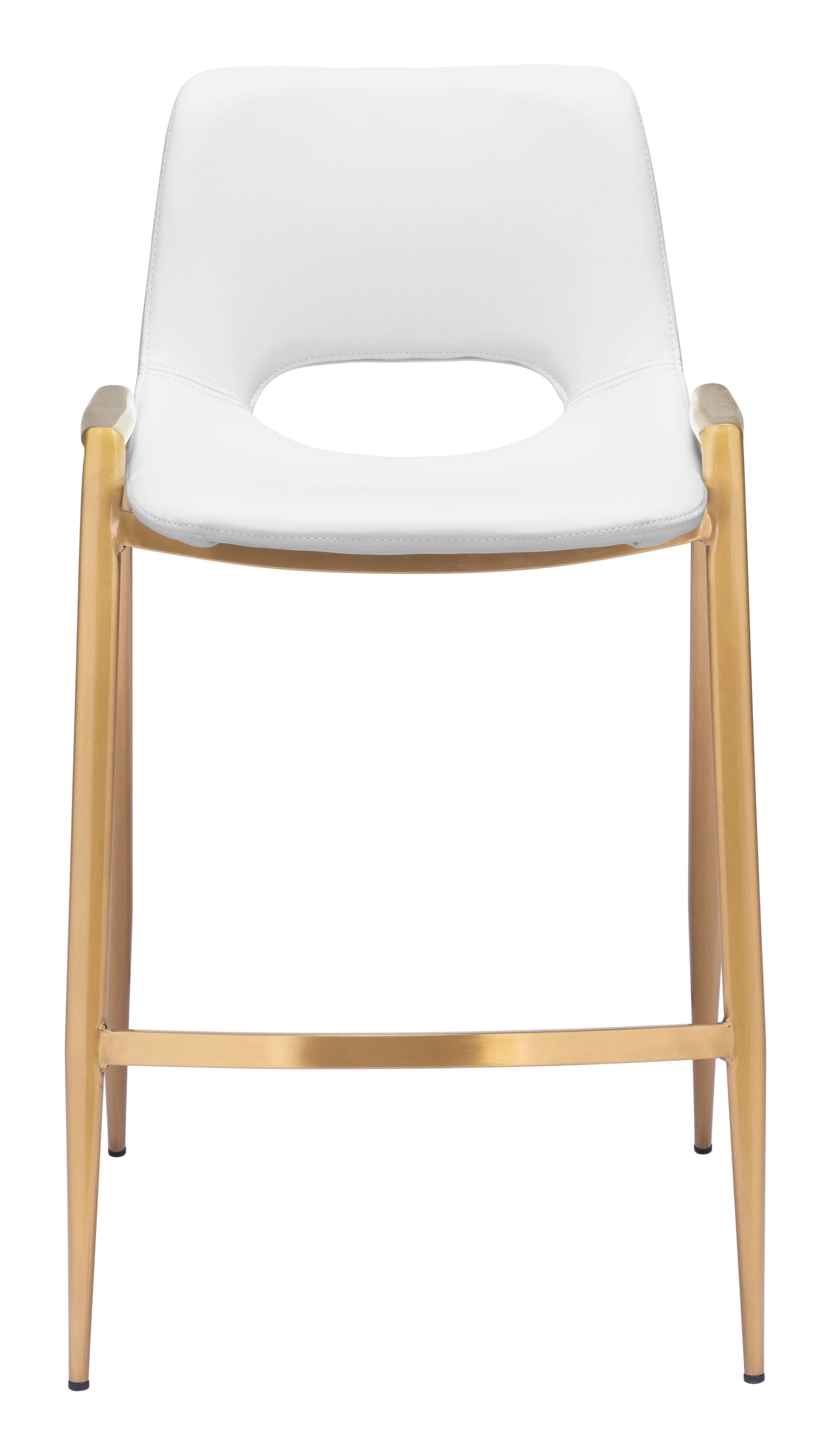 Desi Counter Stool White & Gold Front View