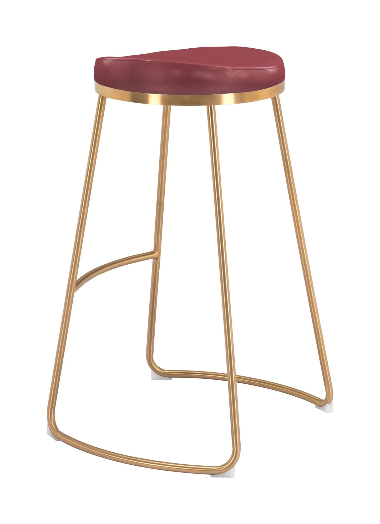 Bree Barstool Burgundy and gold lateral view