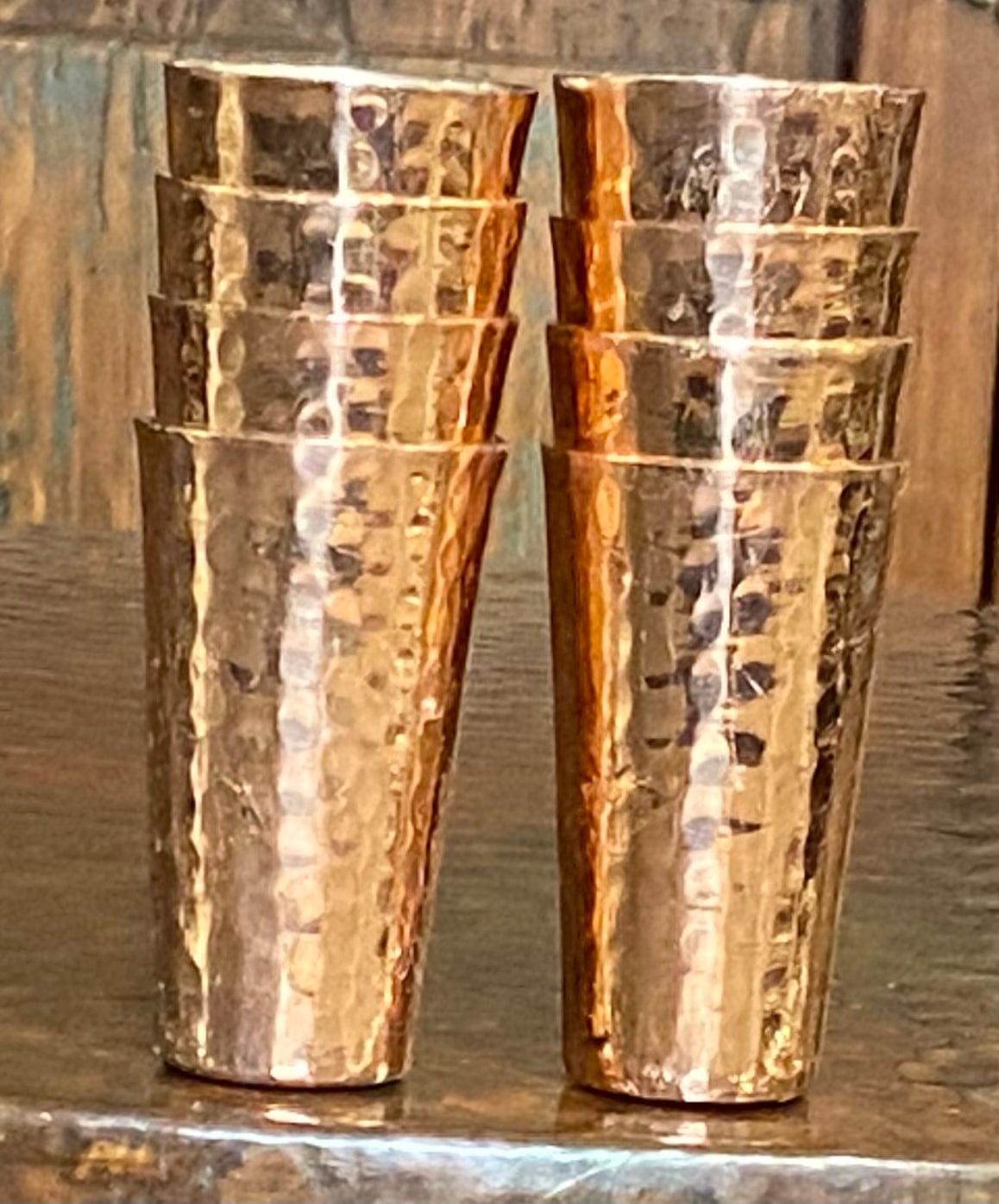 Copper, stackable shot glasses