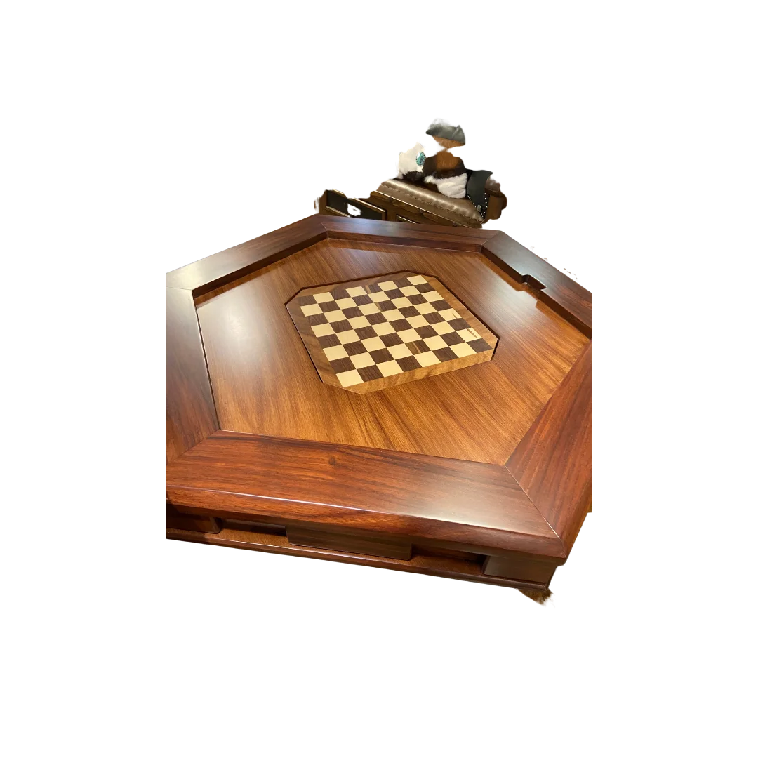 Chess board under poker table