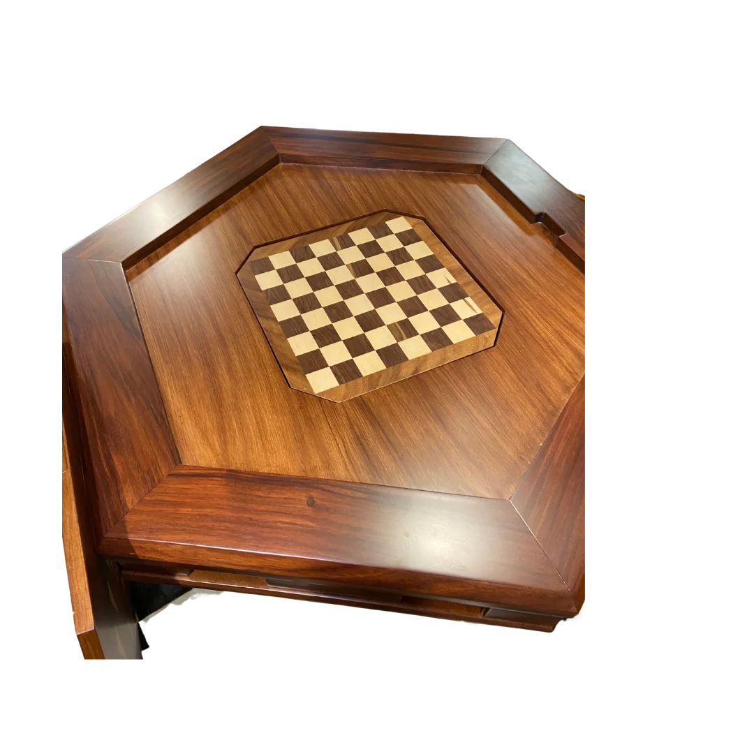 Close up of handcarved chess board