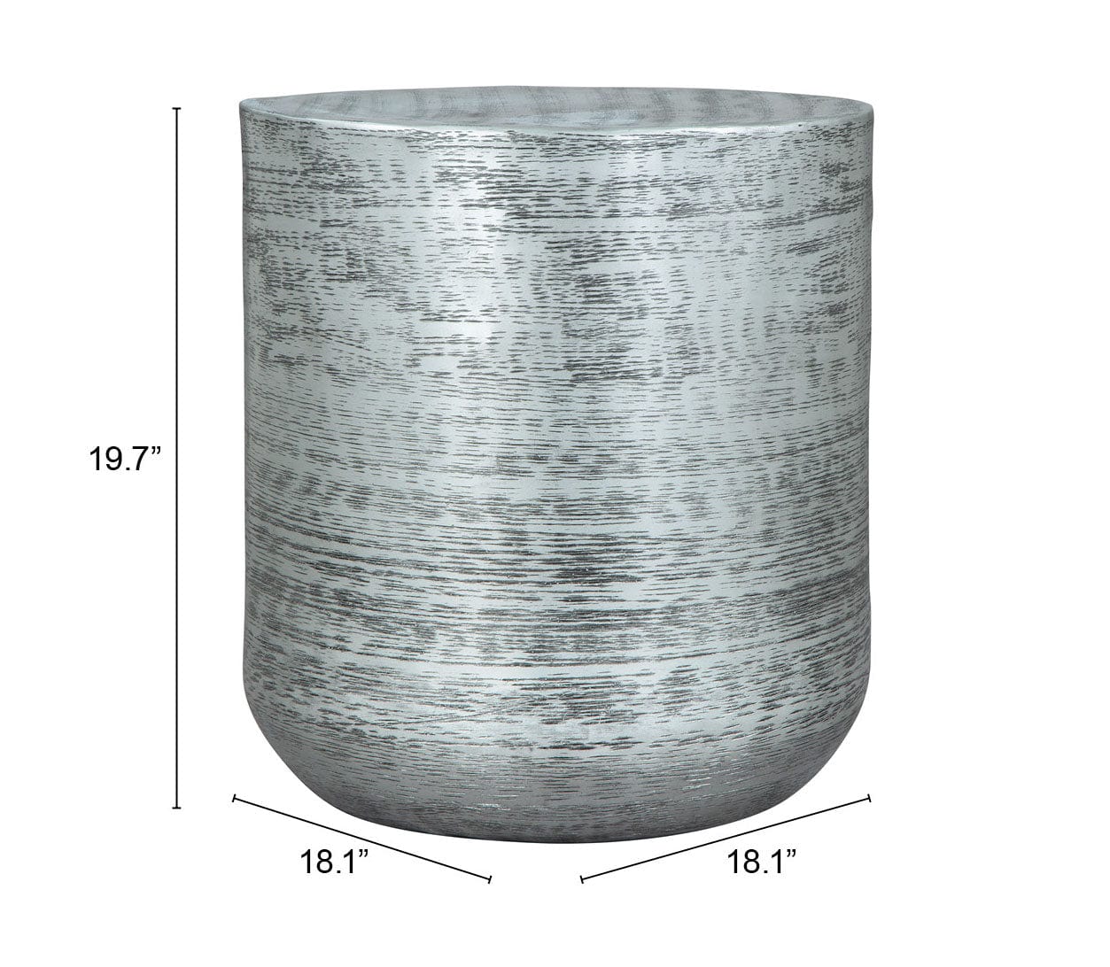 Measurements of Electroplated silver side table