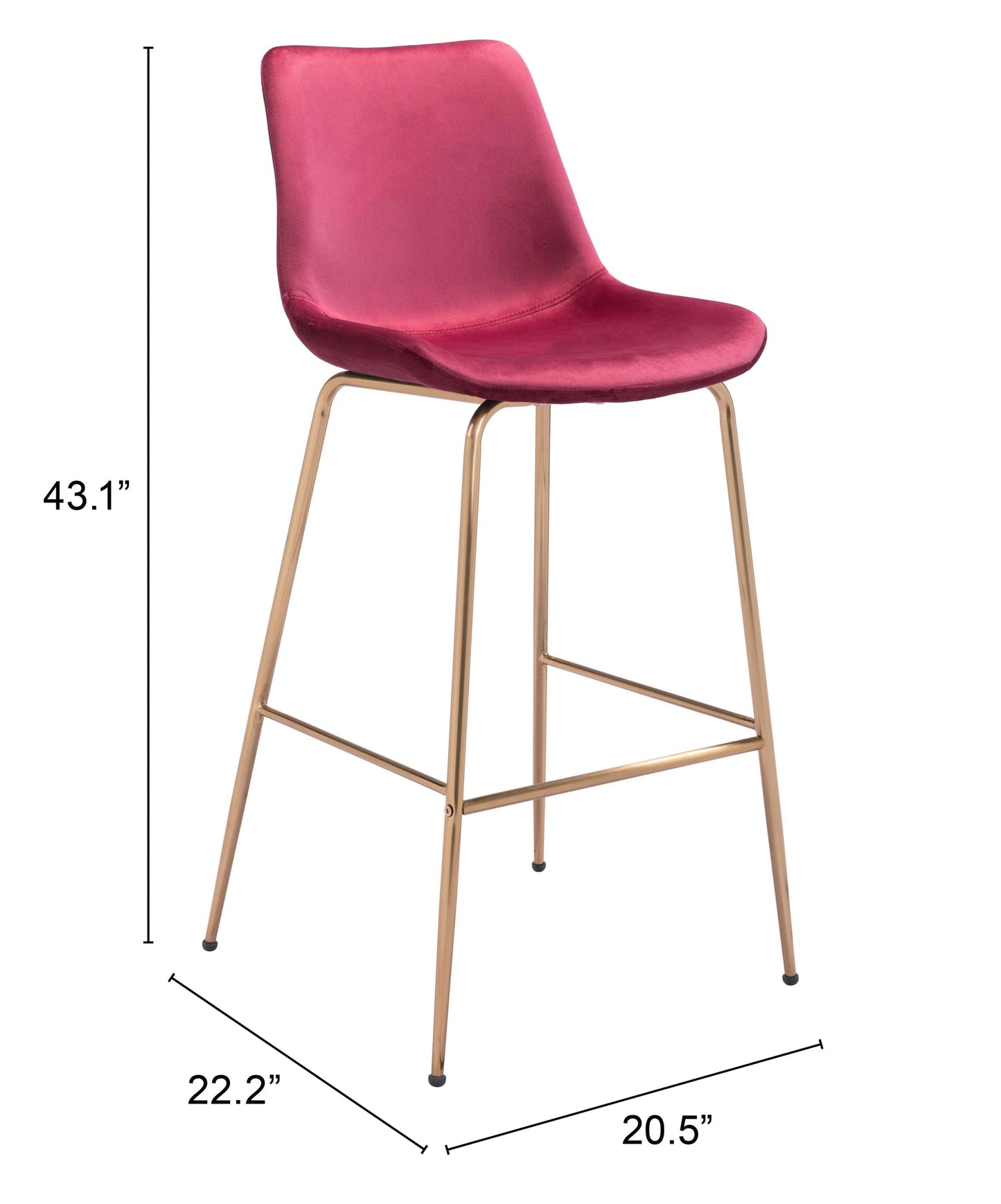 Measurements of Tony Bar Chair in Red