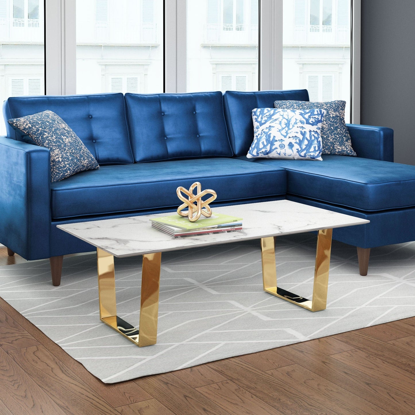 Atlas Coffee Table in White & Gold