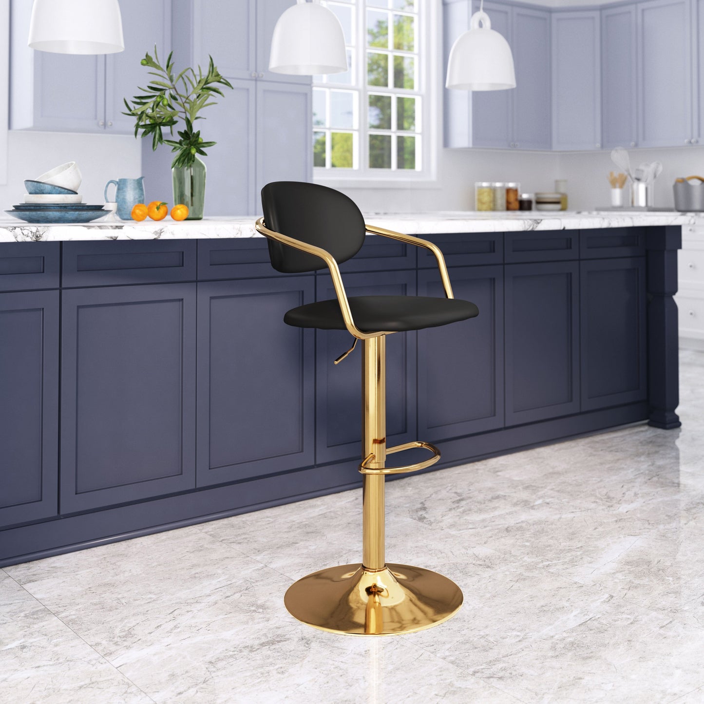 Gusto gold & black counter chair