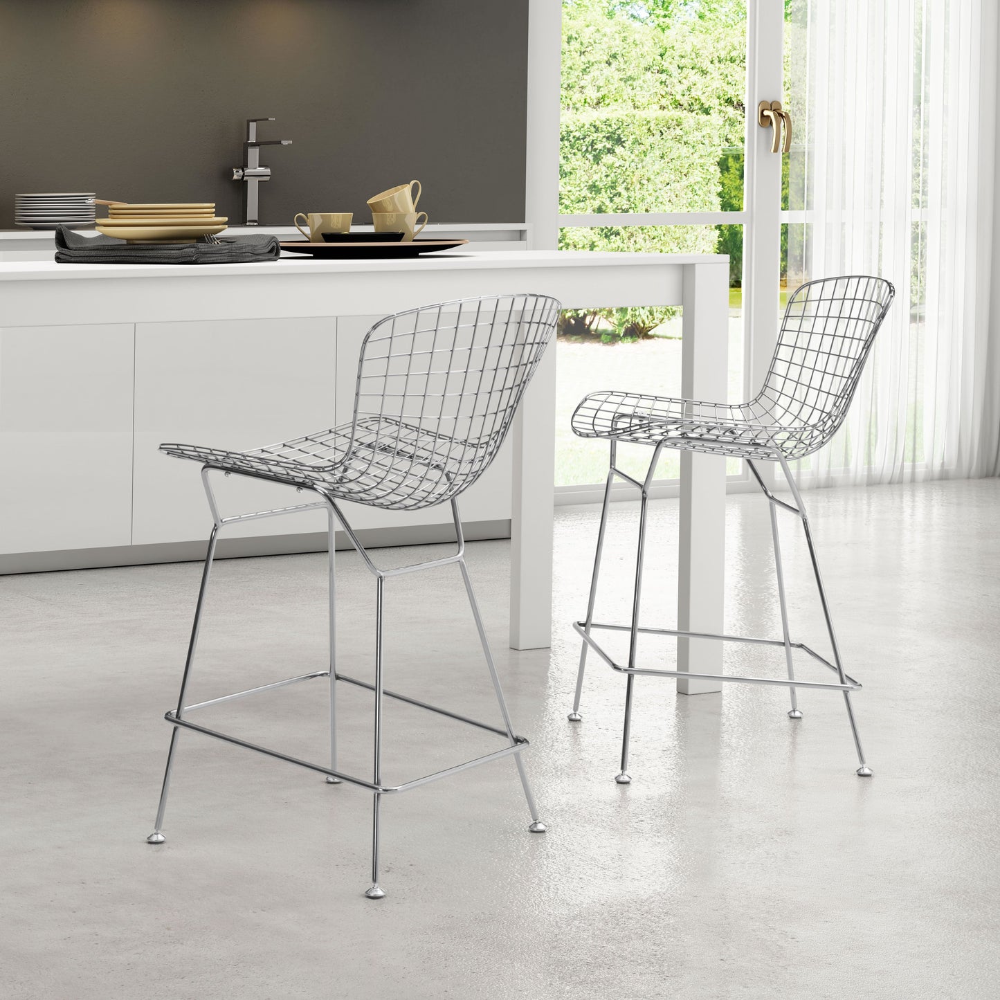 Wire Counter Stool Chrome