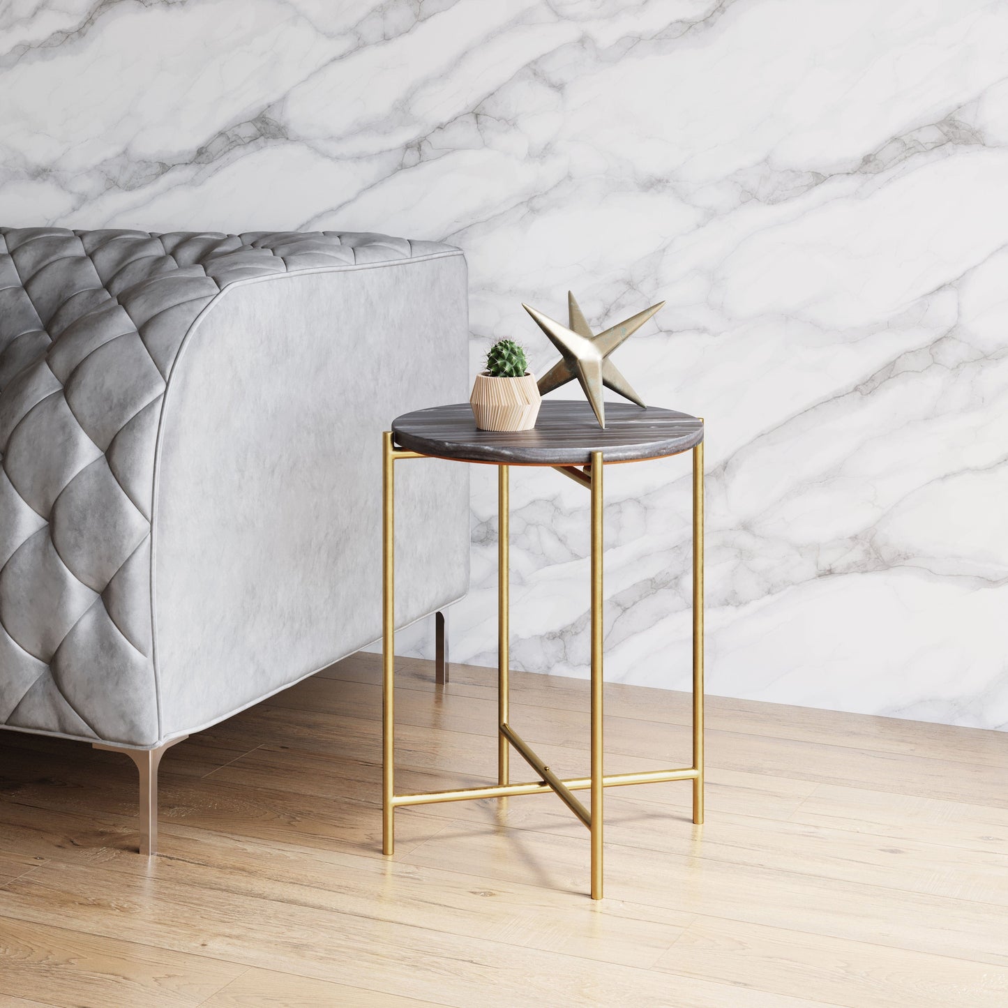 David Drink Table in Gray & Gold