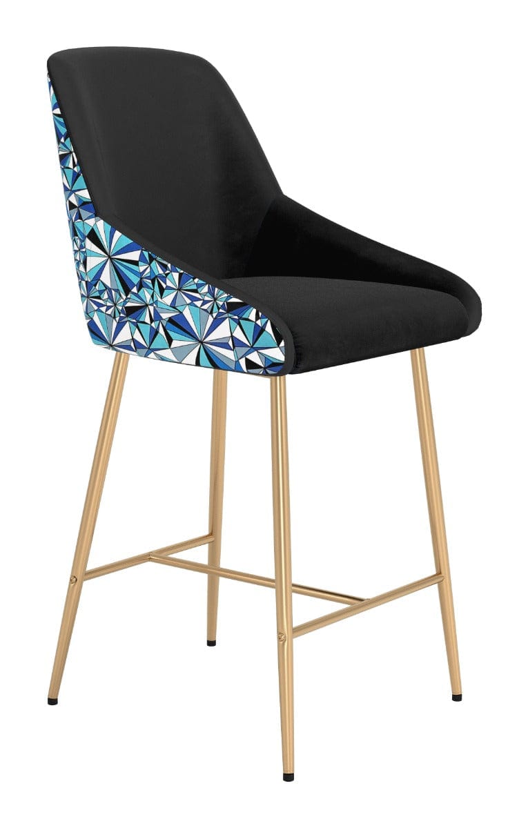 Black, Gold & Multicolored Counter Chair
