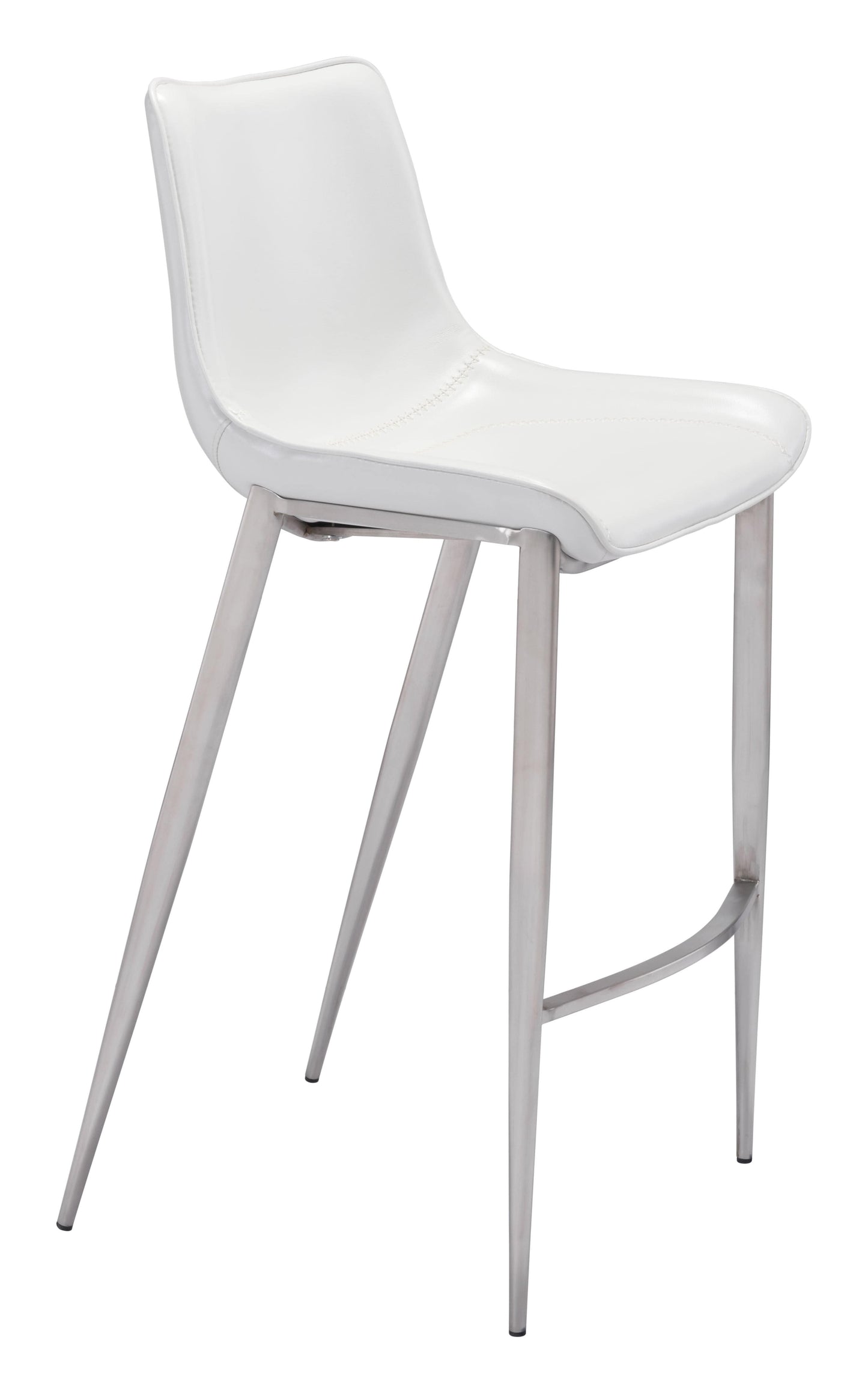 Modern Bar Chair in White & Silver