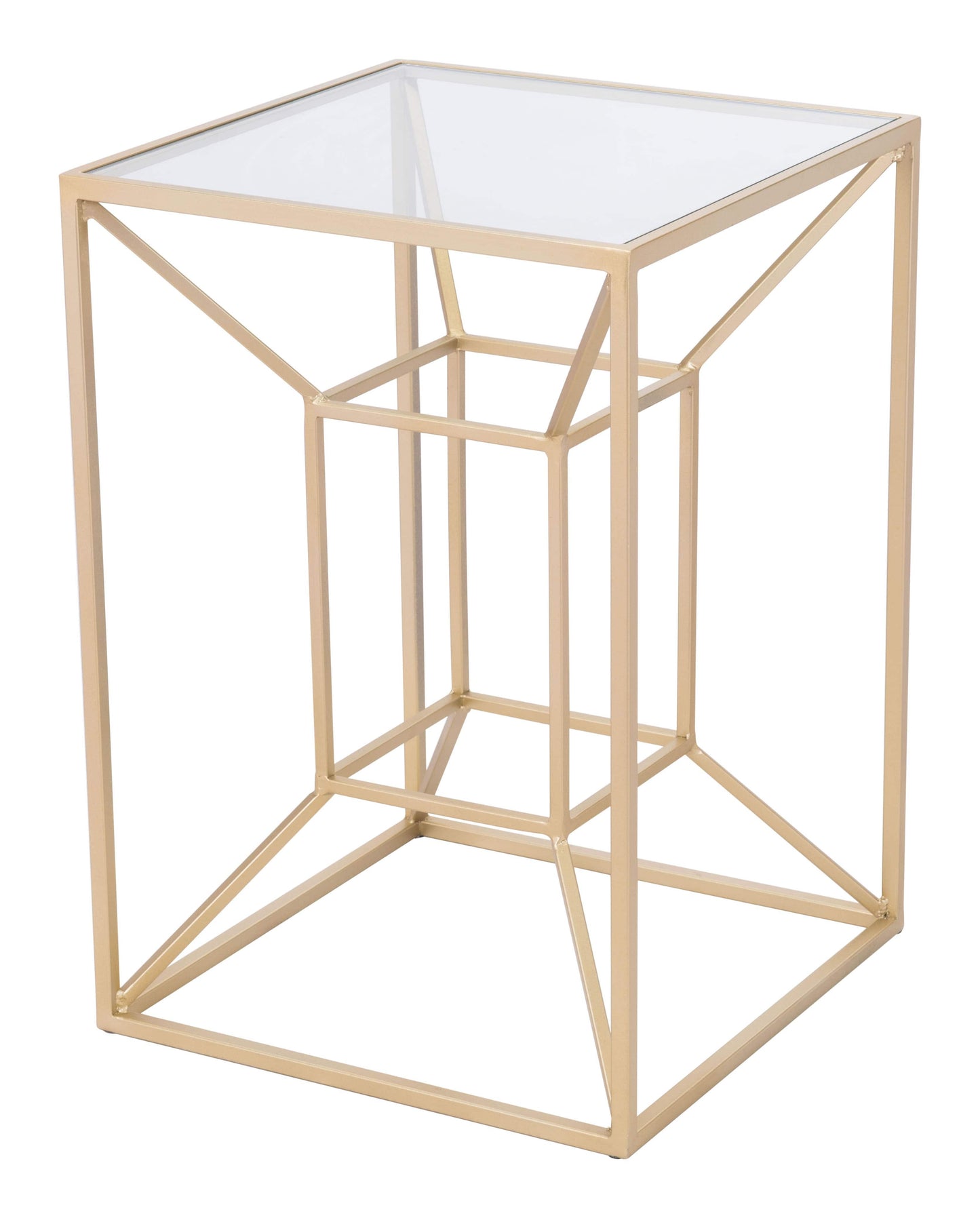 Canyon Drink Table with clear glass & gold 