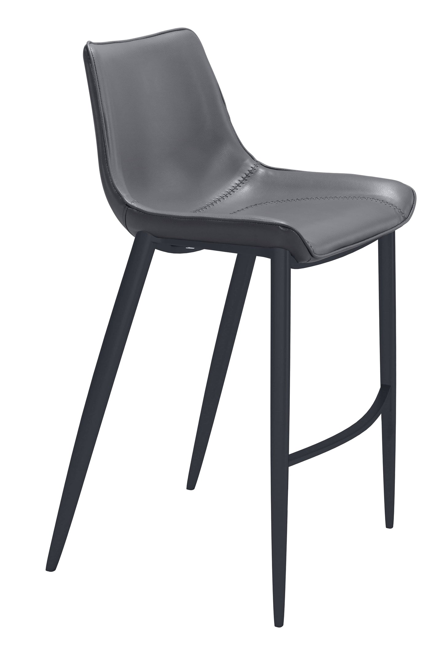 Angled front view of Magnus Barstool in Dark Gray & Black 