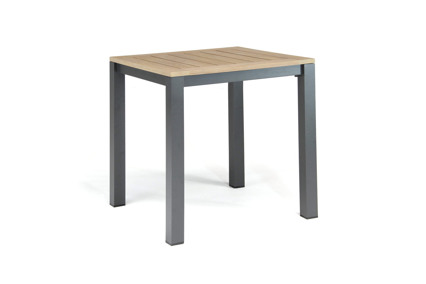 Counter height outdoor aluminum and teak table