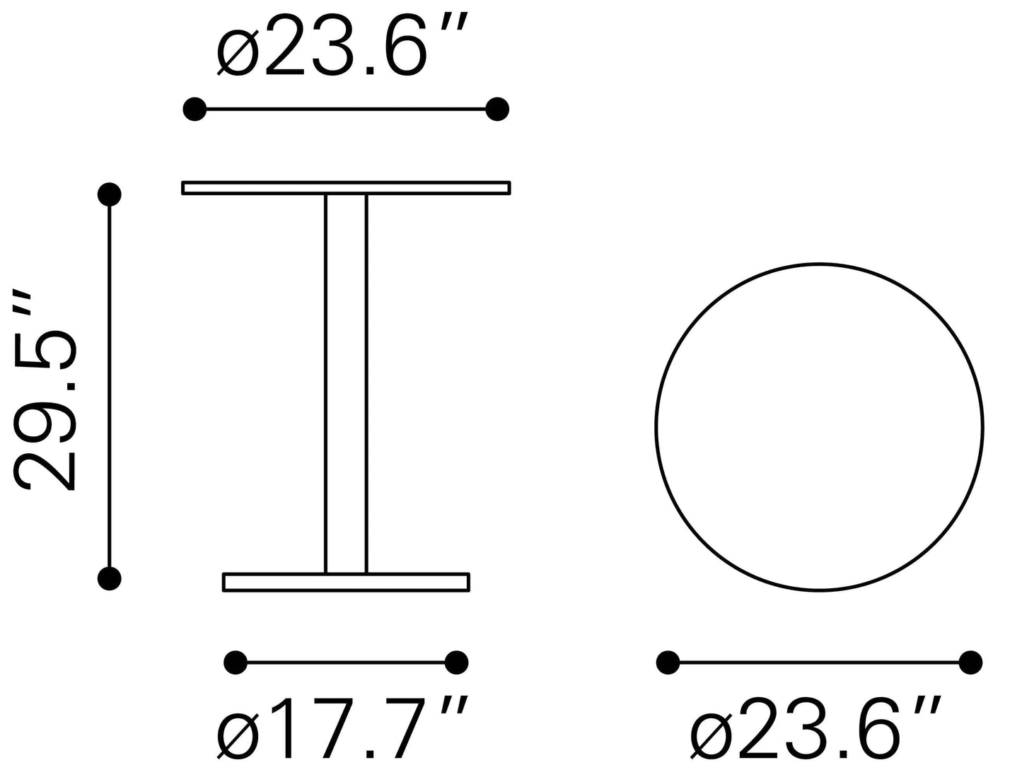 Dimensions of table 