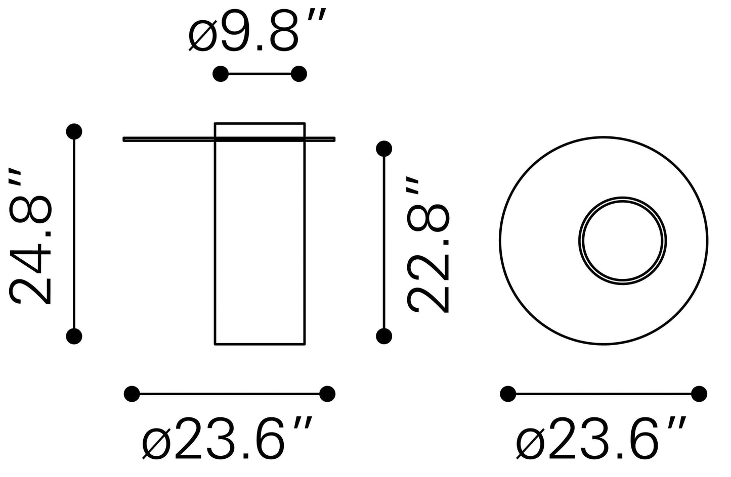 Dimensions of Emi end table