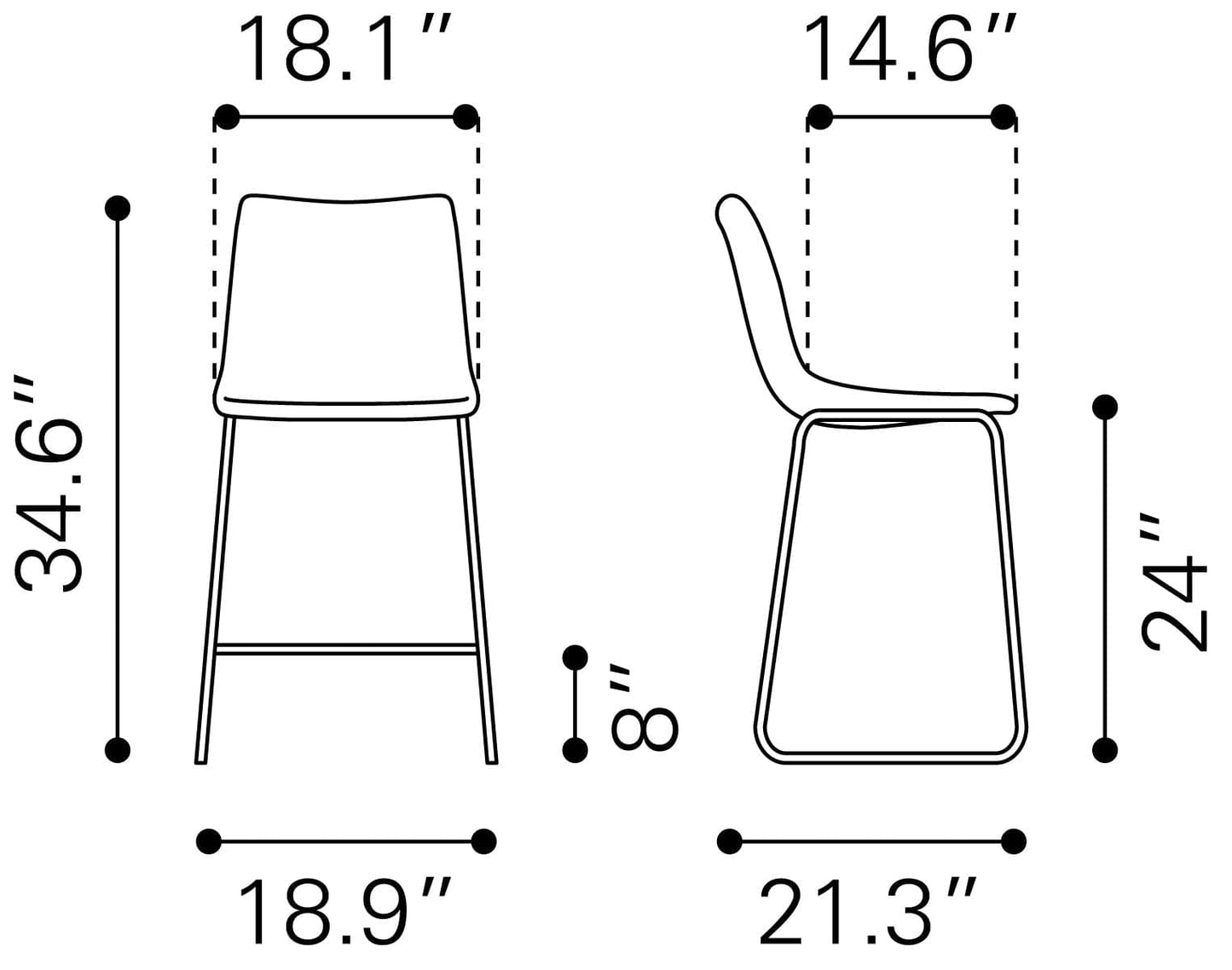 Dimensions of Smart Counter Stool