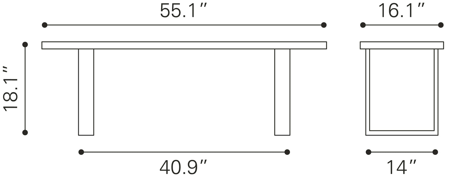 Dimensions of Louisa Bench 