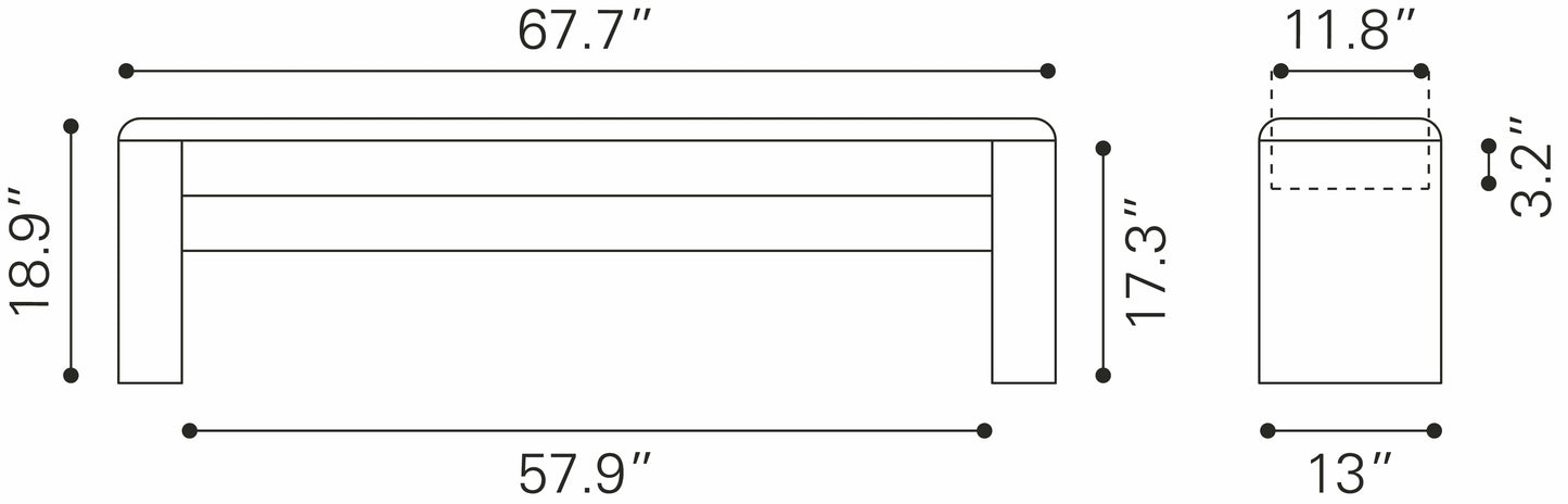 Dimensions of bench 