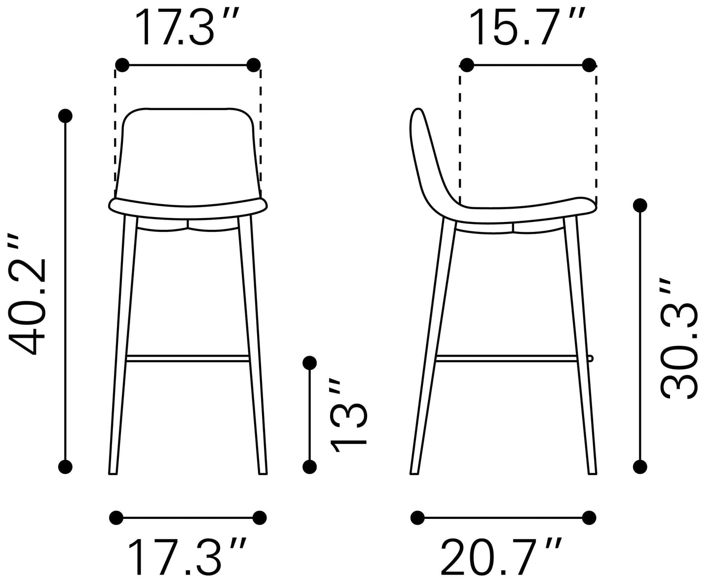 Dimensions of Tangiers Barstool