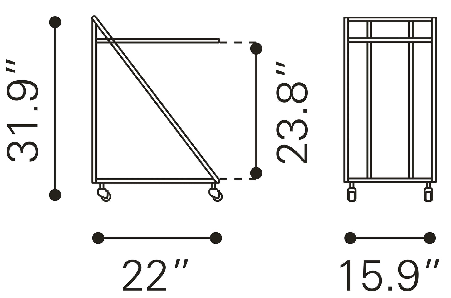 Dimensions of Alto Bar Cart