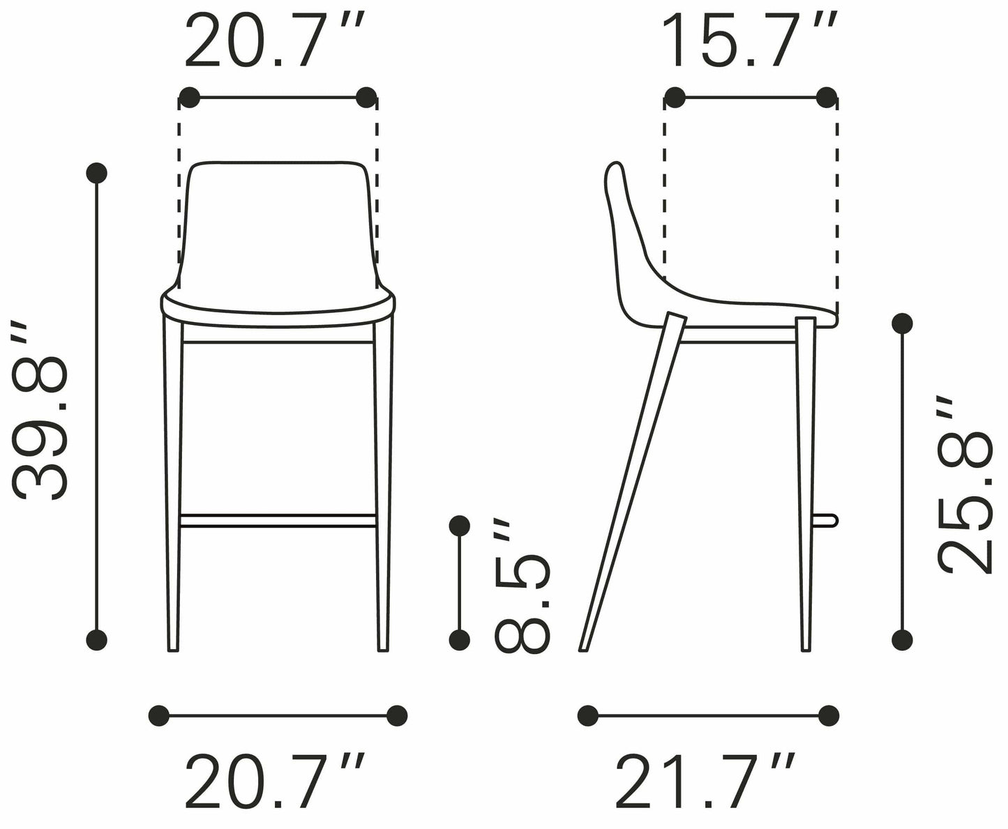 Dimensions of Magnus counter chair